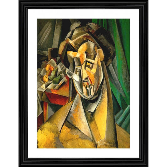 Generic Woman with Pears 1909 Painting With Wood Photo Frame (Multicolor)