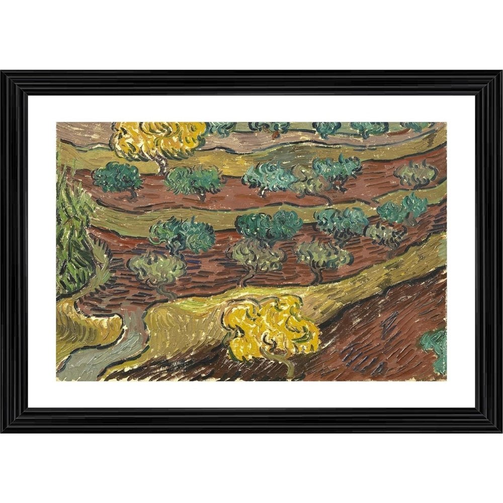 Generic Olive Trees on a Hillside 1889 Painting With Wood Photo Frame (Multicolor)