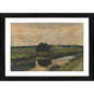 Generic Stack of Peat and Farmhouses 1883 Painting With Wood Photo Frame (Multicolor)