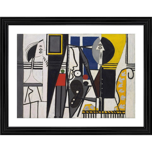 Generic Painter and Model 1928 Painting With Wood Photo Frame (Multicolor)