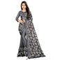 Generic Women's Lycra Solid Saree With Unstitched Blouse (Grey, 5.5 Mtr)