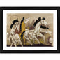 Generic Four Horses Painting With Wood Photo Frame (Multicolor)