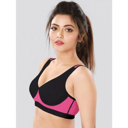 Dermawear SB-1102 Women's 4D Stretch Sports Bra (Black-Pink)