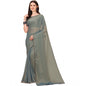 Generic Women's Silk Blend Embellished Saree With Unstitched Blouse 5.5Mtr (Grey)
