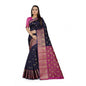 Generic Women's Jacquard Woven Saree With Unstitched Blouse 5.5Mtr (Dark Blue)