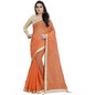 Generic Women's Cotton Silk Checkered Saree With Unstitched Blouse 5.5Mtr (Orange)