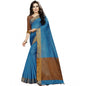 Generic Women's Cotton Silk Self Design Saree With Unstitched Blouse 5.5Mtr (Light Blue)