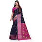 Generic Women's Silk Blend Woven Saree With Unstitched Blouse 5.5Mtr (Dark Blue)