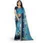 Generic Women's Georgette Floral Print Saree With Unstitched Blouse 5.5Mtr (Light Blue)