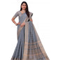 Generic Women's Silk Blend Woven Saree With Unstitched Blouse 5.5Mtr (Grey)