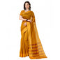 Generic Women's Cotton Silk Striped Saree With Unstitched Blouse 5.5Mtr (Mustard)