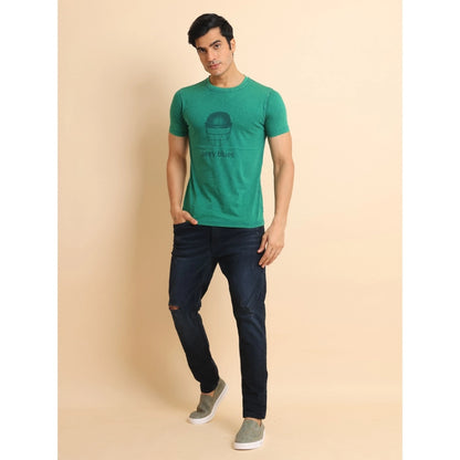 Generic Men's Casual Cotton Printed Round Neck Half Sleeve T-Shirt (Green)