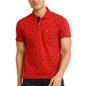 Generic Men's Casual Cotton Printed Polo Neck Half Sleeve T-Shirt (Red)
