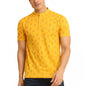 Generic Men's Casual Cotton Printed Mandarin Collar Half Sleeve T-Shirt (Mustard)