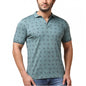 Generic Men's Casual Cotton Printed Polo Neck Half Sleeve T-Shirt (Grey)