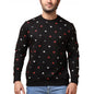 Generic Men's Casual Cotton Printed Round Neck Full Sleeve Sweat T-Shirt (Black)