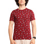 Generic Men's Casual Cotton Printed Round Neck Half Sleeve T-Shirt (Maroon)