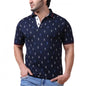Generic Men's Casual Cotton Printed Polo Neck Half Sleeve T-Shirt (Navy)