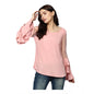Generic Women's Polyester Solid Tier Sleeve Top (Pink)