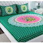 Generic Cotton Printed Queen Size Bedsheet With 2 Pillow Covers (Green, 90x100 Inch)