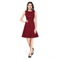 Generic Women's Polyester Solid Round Neck Sleeveless Dress (Maroon)