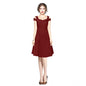 Generic Women's Polyester Solid V Neck Cap Sleeve off Shoulder Dress (Maroon)