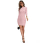 Generic Women's Polyester Solid High Neck Full Sleeve Dress (Peach)