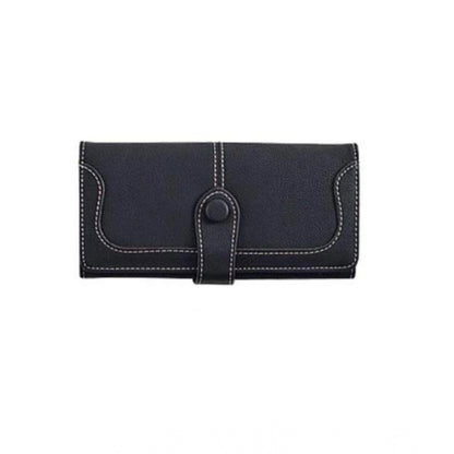 Generic Women's Faux Leather Medium Snap Button Wallet (Black)
