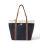 Women's Faux Leather Large Shoulder Zipper Handbag (Dark Blue)