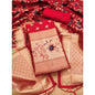 Generic Women's Banarasi Silk Printed Unstitched Salwar Suit Material With Dupatta (Red, 3Mtrs)