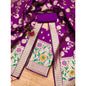 Generic Women's Banarasi Silk Printed Unstitched Salwar Suit Material With Dupatta (Purple, 3Mtrs)