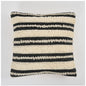 Generic Cotton Striped Handcrafted Pit Loom Cushion Cover 16x16 Inch Pack of 2 (Black Cream)