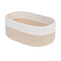 Generic Cotton Oval Storage Rope Woven Baskets Pack of 1 (Beige White)