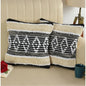 Generic Cotton Diamond Handcrafted Pit Loom Cushion Cover 16x16 Inch Pack of 2 (Black Cream)