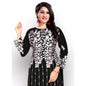 Generic Women's Georgette Printed Round Neck 3-4 th Sleeve Kurti (Black)
