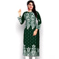 Generic Women's Georgette Printed Round Neck 3-4th Sleeve Kurti (Green)