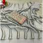 Generic Women's Satin Solid Saree With Unstitched Blouse (Grey, 5-5 Mtrs)