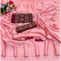 Generic Women's Satin Solid Saree With Unstitched Blouse (Pink, 5-5 Mtrs)
