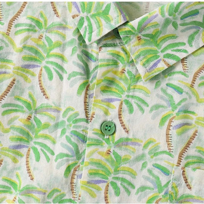 Generic Boy's Cotton Blend Printed Short  Sleeve Shirt (Green)