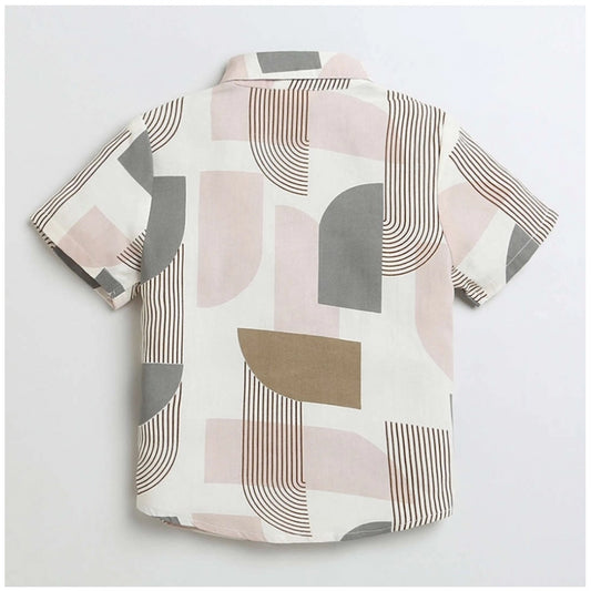 Generic Boy's Cotton Blend Printed Short Sleeve Shirt (MultiColor)