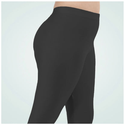 Generic Women's Cotton Blended Solid Shimmer Ankle leggings (Black)