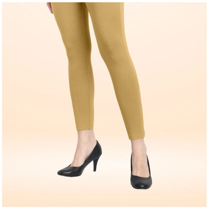 Generic Women's Cotton Blended Solid Ankle legging (Beige)