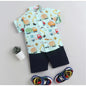 Cotton Blend Printed Short Sleeve Shirt and Shorts Set (MultiColor)