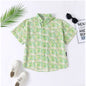 Generic Boy's Cotton Blend Printed Short  Sleeve Shirt (Green)