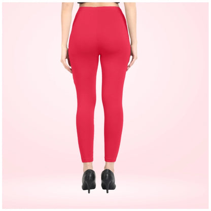 Generic Women's Cotton Blended Solid Ankle legging (Pink)