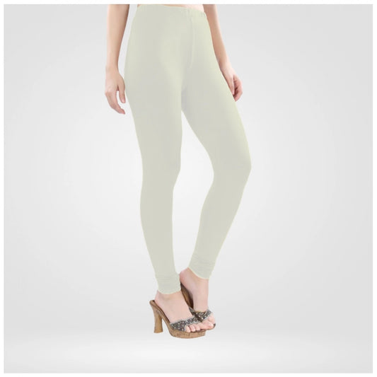 Generic Women's Cotton Blended Solid Churidar leggings (White)