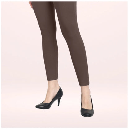 Generic Women's Cotton Blended Solid Ankle legging (Brown)