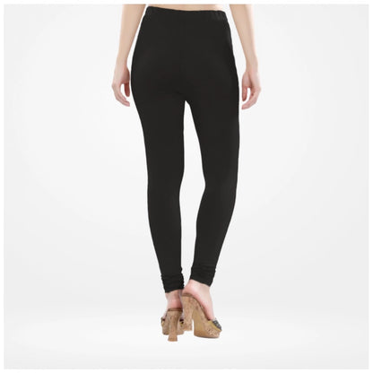 Generic Women's Cotton Blended Solid Churidar leggings (Black)
