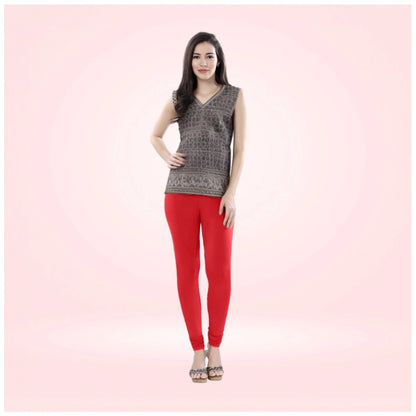 Generic Women's Cotton Blended Solid Churidar leggings (Red)