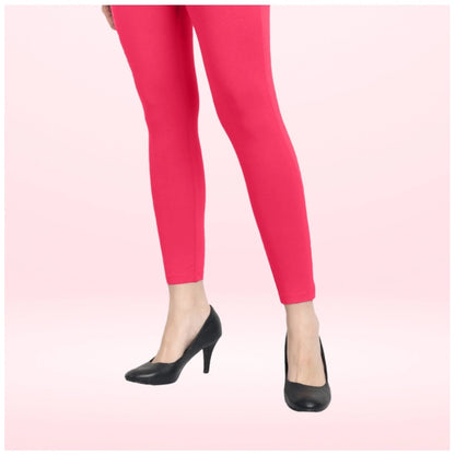 Generic Women's Cotton Blended Solid Ankle legging (Pink)